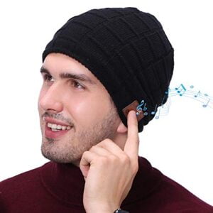 EasyULT Bonnet Bluetooth 5.0, Bonnet de Musique Bluetooth avec Casque stéréo et Microphone Mains Libres, Lavable Bluetooth Knit Bonnet Gifts pour Sports, Ski, Marche(Noir)