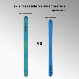 illustration de Différence entre ski freestyle et ski freeride