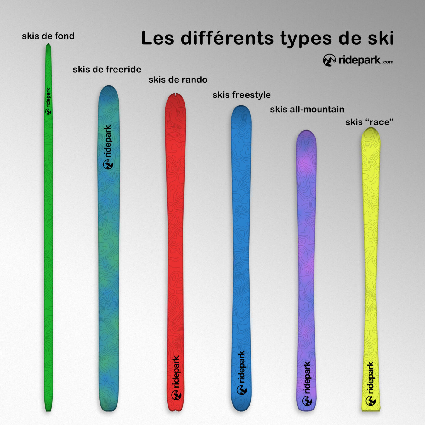 Illustration des différents types de ski