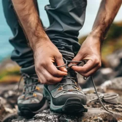 randonneur lacets chaussures rando